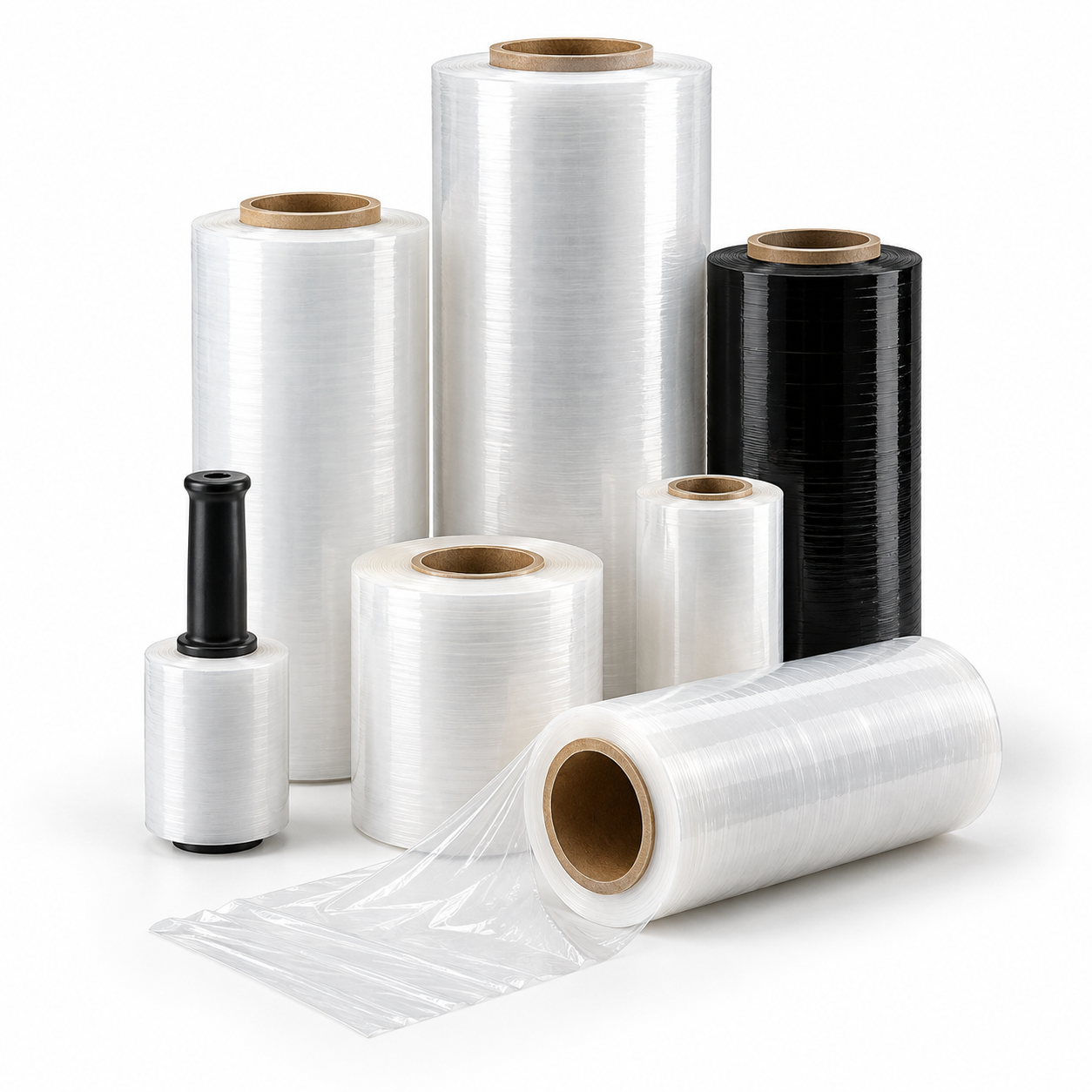 Stretch film rolls for industrial load protection