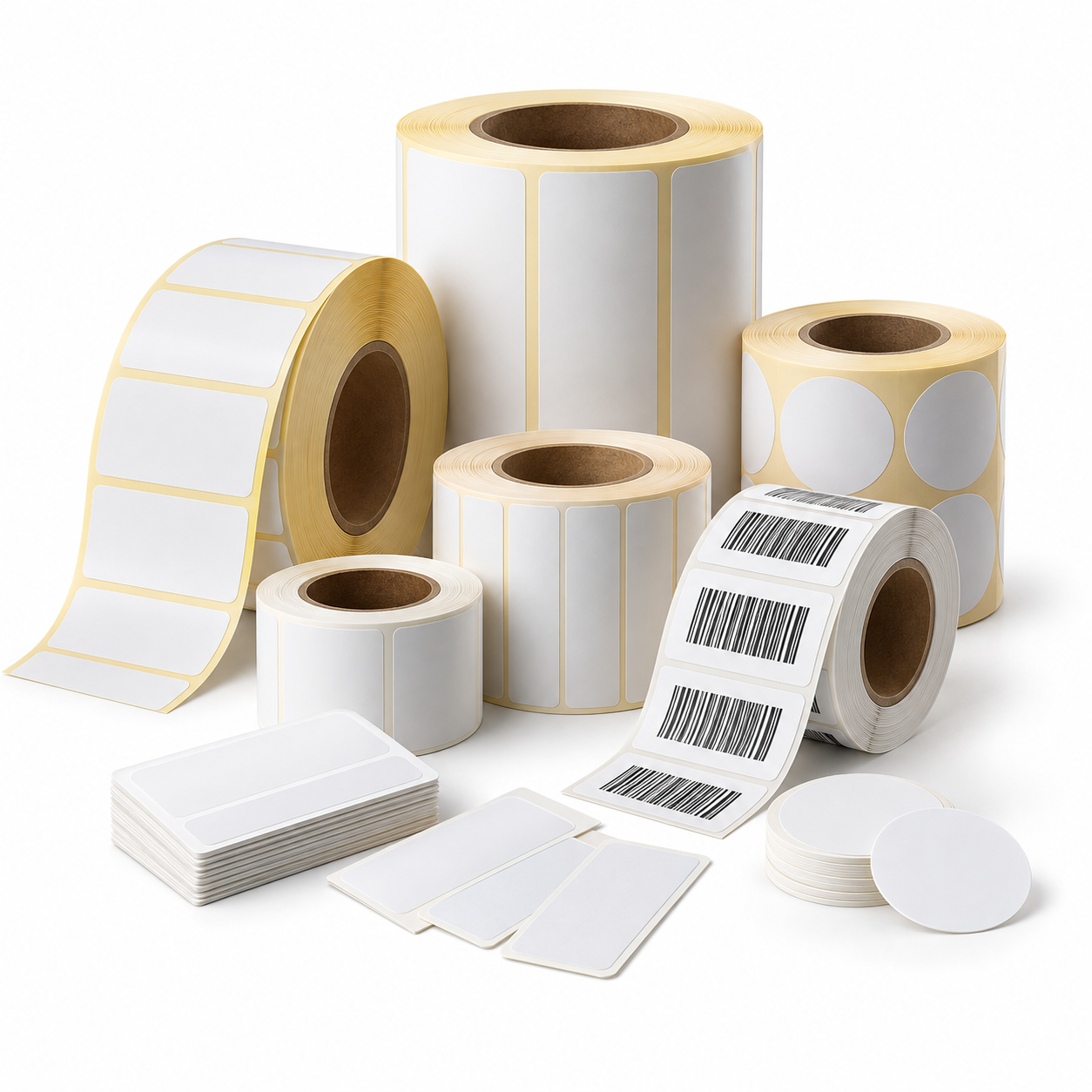Industrial labels in rolls and individual formats